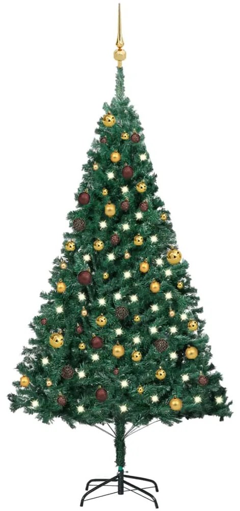 3077536 vidaXL Árvore Natal artificial pré-iluminada c/ bolas 180 cm PVC verde