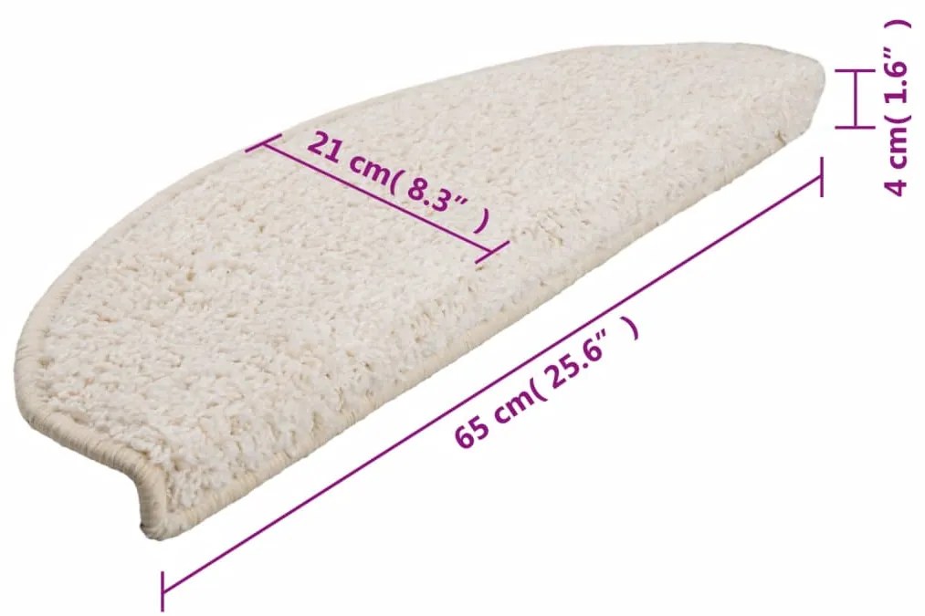 Tapetes de escadas 10 pcs 65x21x4 cm branco