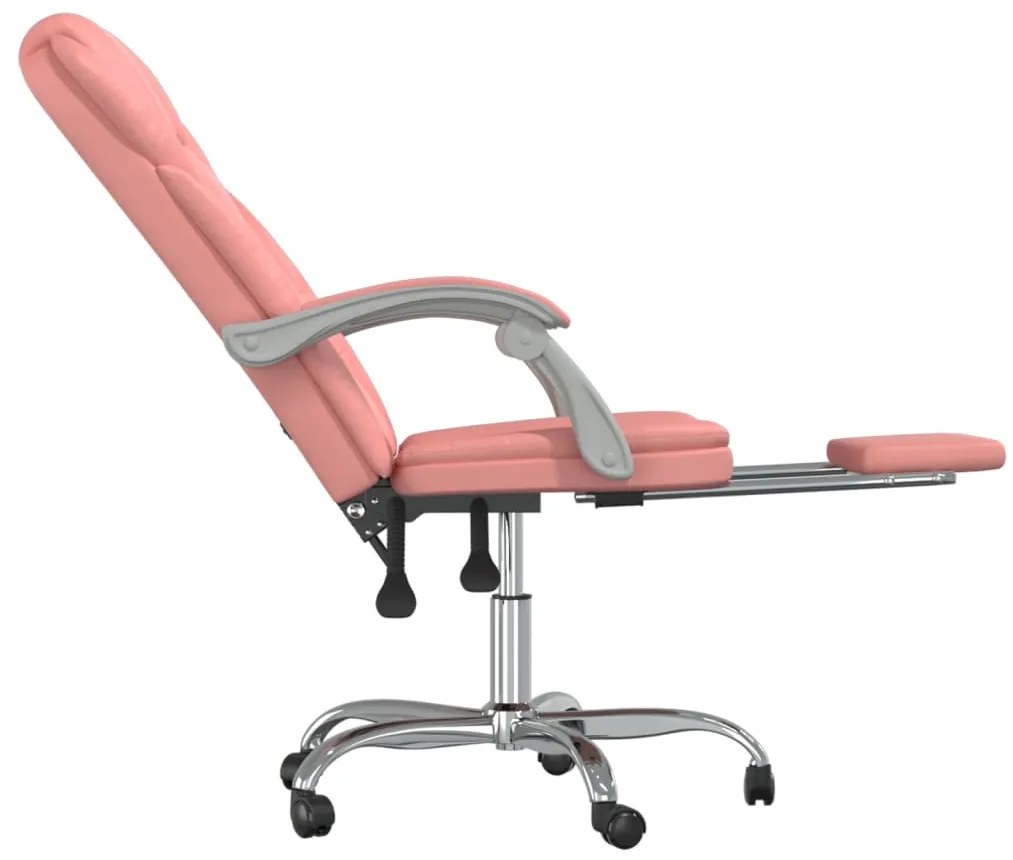 Cadeira de escritório reclinável couro artificial rosa