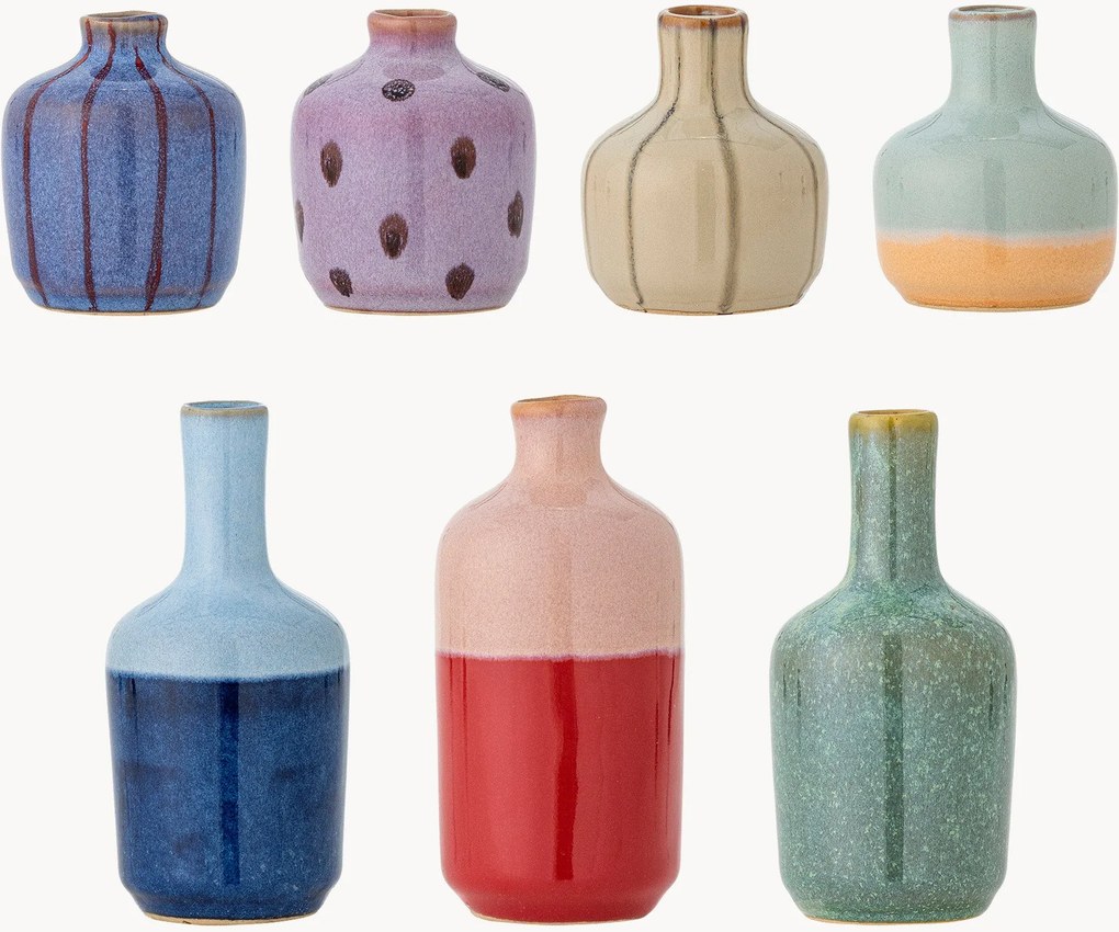 Conjunto de jarras em grés pintadas à mão Maien, Alt 14 cm, conjunto de 7