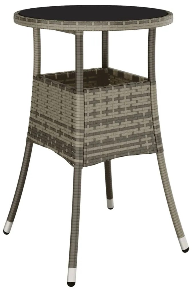 3 pcs conjunto bistrô de jardim c/ almofadões vime PE cinza