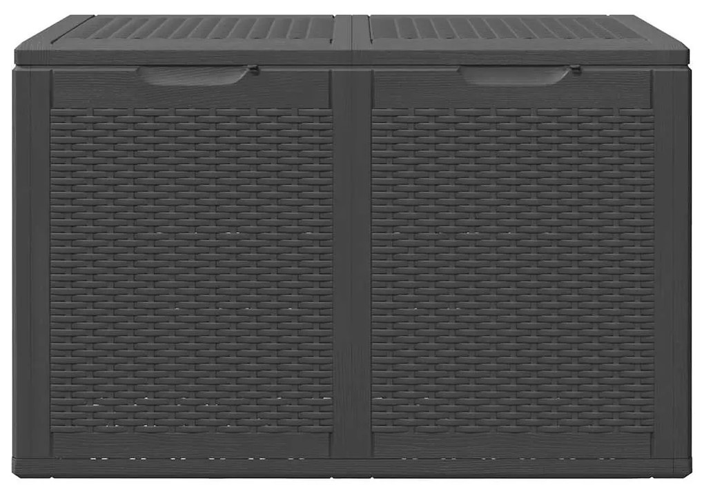 Caixa de arrumação para jardim 180 L vime PP preto