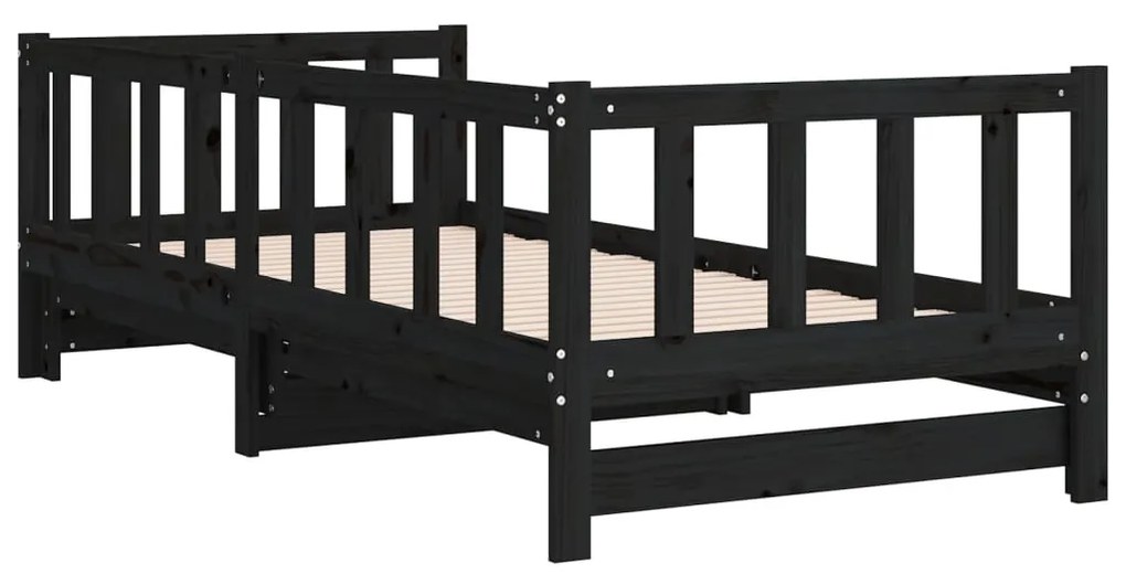 Sofá-cama com gavetão 90x200 cm madeira de pinho maciça preto