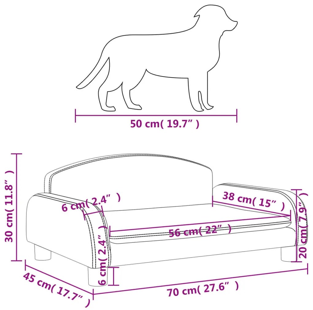 Cama para cães 70x45x30 cm tecido cor creme