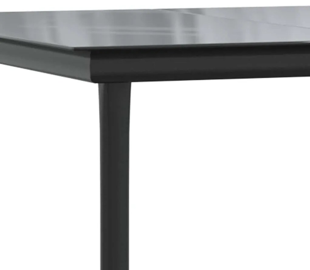 Conjunto de jantar jardim 7 peças vidro vime PE preto