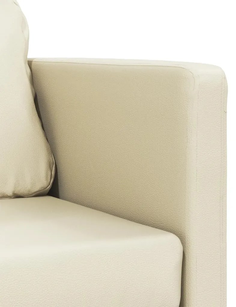 Sofá-cama sem pés 112x174x55 cm couro artificial cor creme