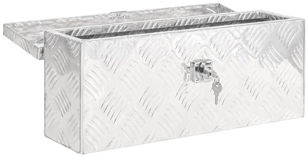 Caixa de arrumação 50x15x20,5 cm alumínio prateado