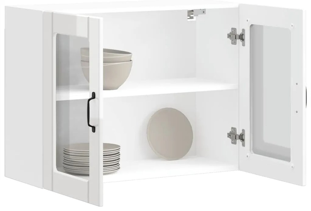Armário parede de cozinha porta vidro Lucca branco brilhante