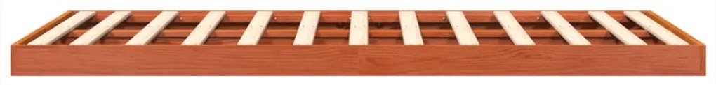 Estrutura de cama 140x200 cm madeira pinho maciça castanho cera