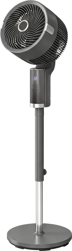 HOMCOM Ventilador de pé circulador de ar com 8 velocidades, ecrã LED, comando, temporizador, oscilação 90° Cinza | Aosom Portugal