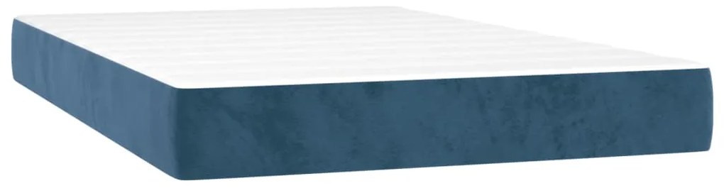 Cama box spring c/ colchão/LED 120x200 cm veludo azul-escuro