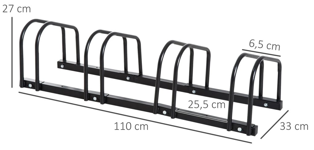 HOMCOM Estacionamento para 4 Bicicletas Suporte de Aço para Estacionar