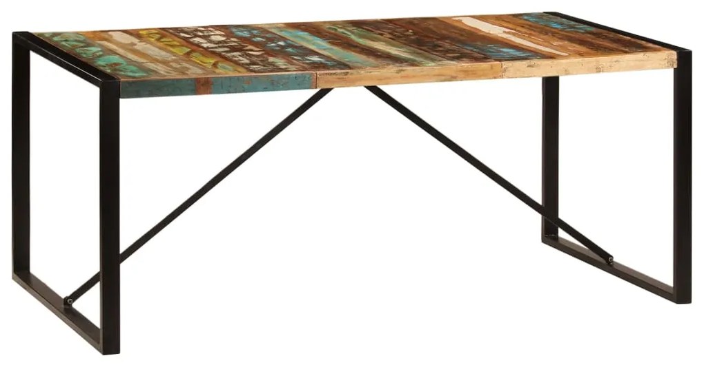 Mesa de jantar 180x90x75 cm madeira recuperada maciça