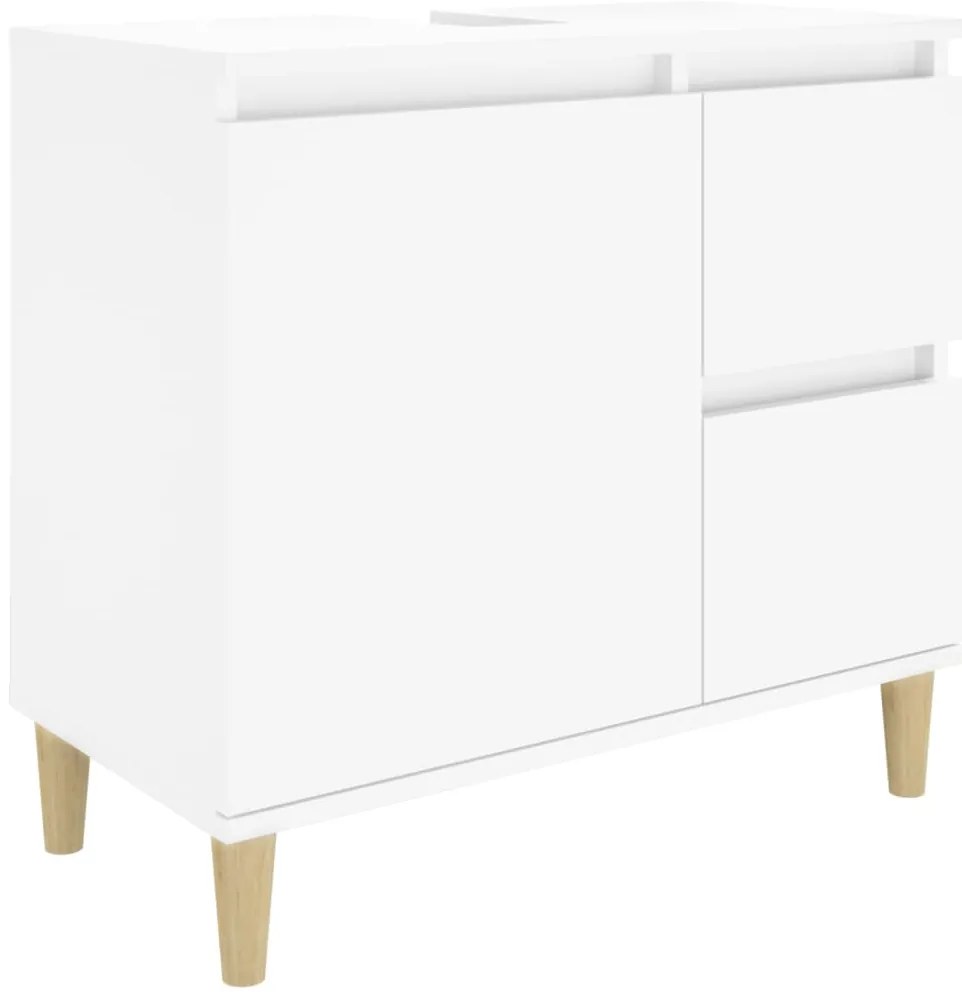 3 pcs conjunto móveis casa de banho madeira processada branco
