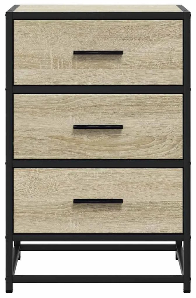 Mesa de cabeceira sonoma carvalho 40x34,5x60 cm madeira e metal