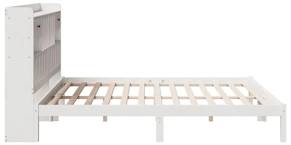 Cama com estante sem colchão 200x200 cm pinho maciço branco