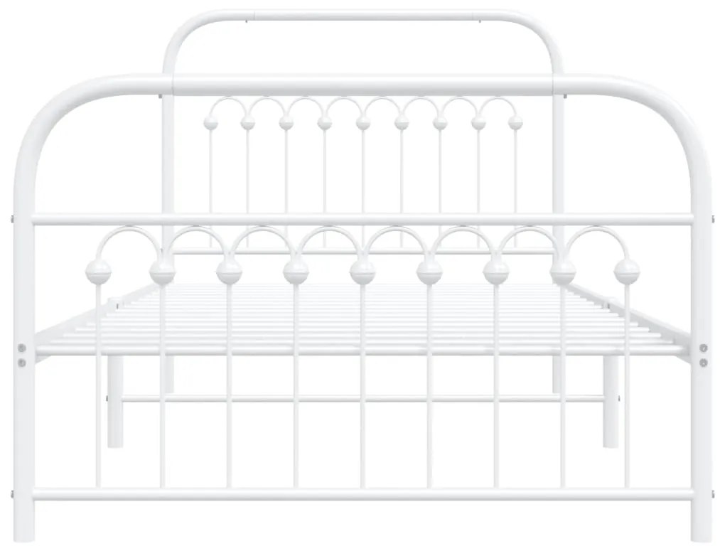 Estrutura de cama com cabeceira e pés 100x200 cm metal branco