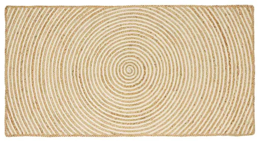 vidaXL Tapete Natural e Branco 60 x 110 cm Juta