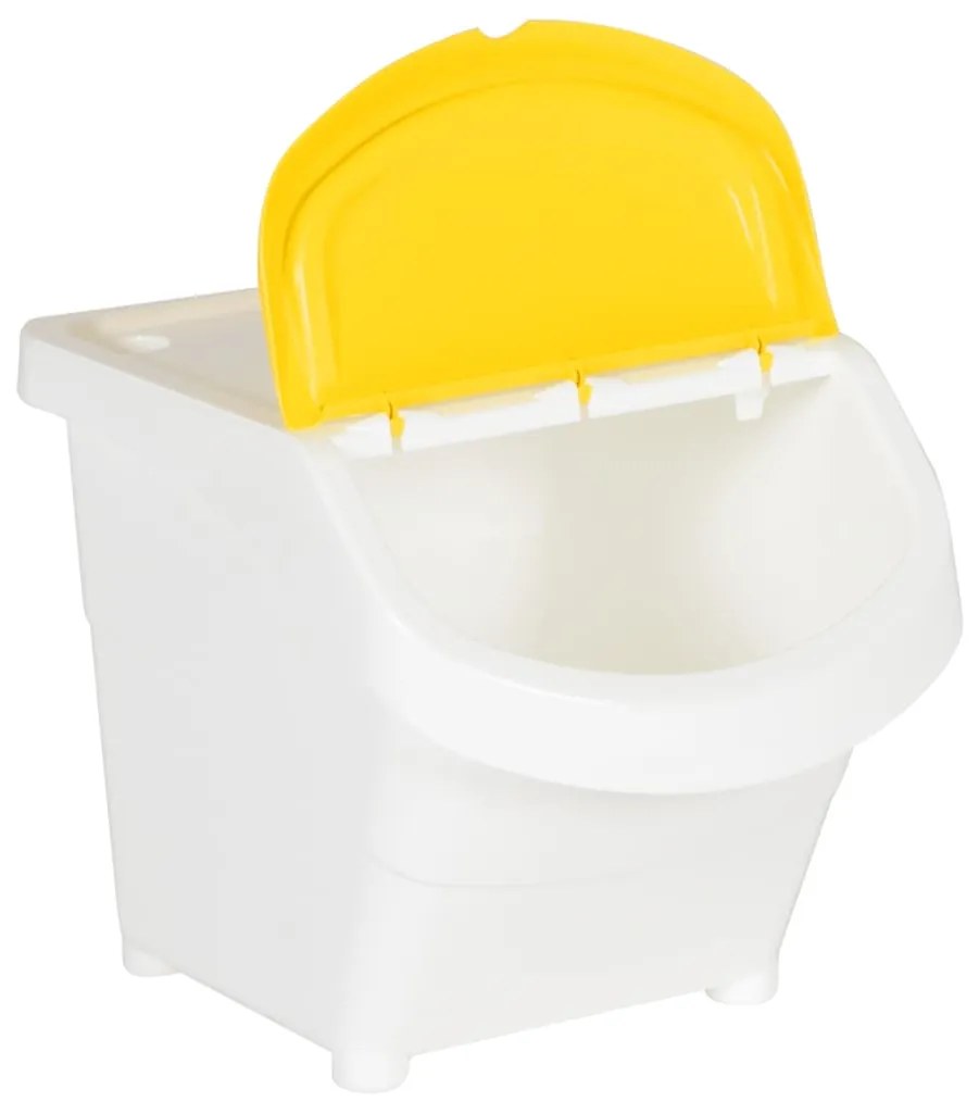 Caixotes do lixo com tampa empilháveis 3 pcs 78 L PP branco