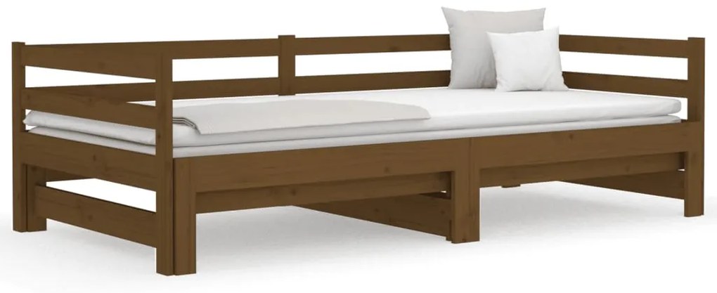 Sofá-cama puxar 2x(80x200) cm pinho maciço castanho mel