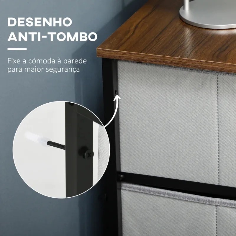 Cómoda Balue com 6 Gavetas em Tecido - Design Industrial