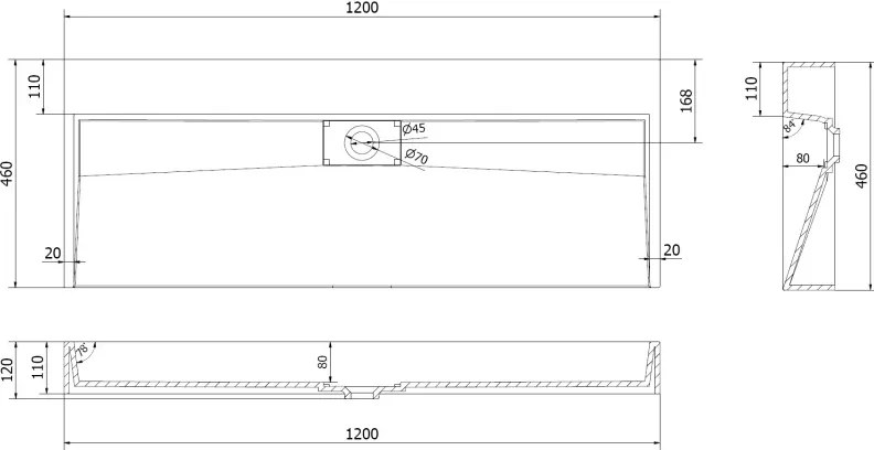 Mexen Ava lavatório sobre bancada de conglomerado B/O 120 x 46 cm, branco - 23011200