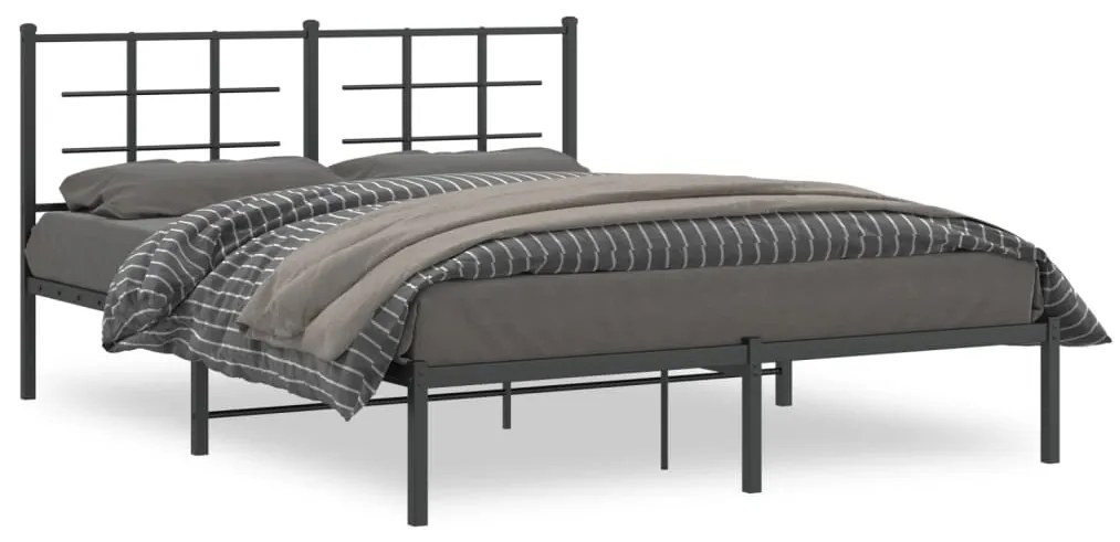 vidaXL Estrutura de cama em metal com cabeceira 150x200 cm preto