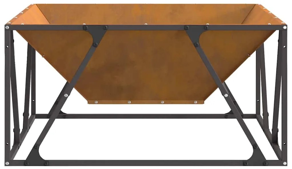 Fogo Pit Quadrado 80x80x40 cm Aço Envelhecido