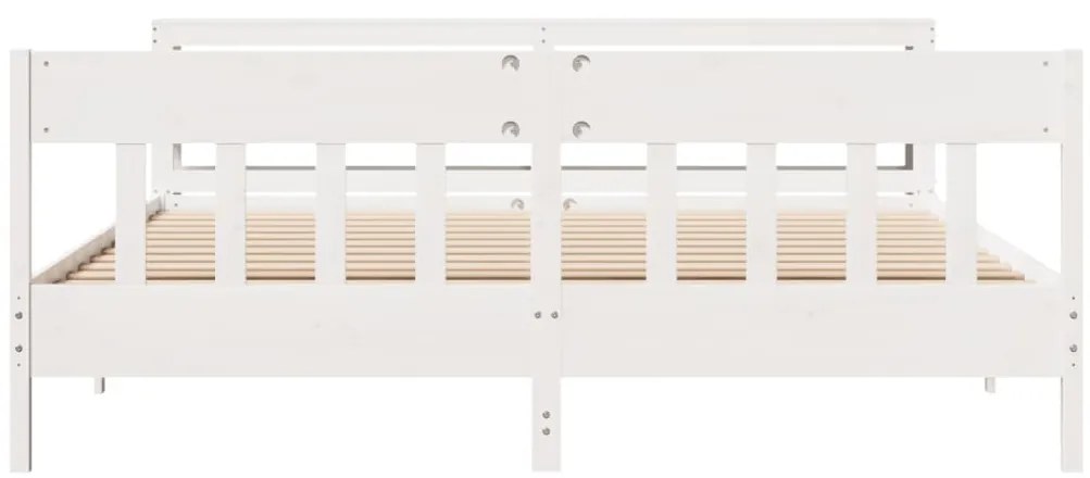 Cama sem colchão 200x200 cm madeira de pinho maciça branco