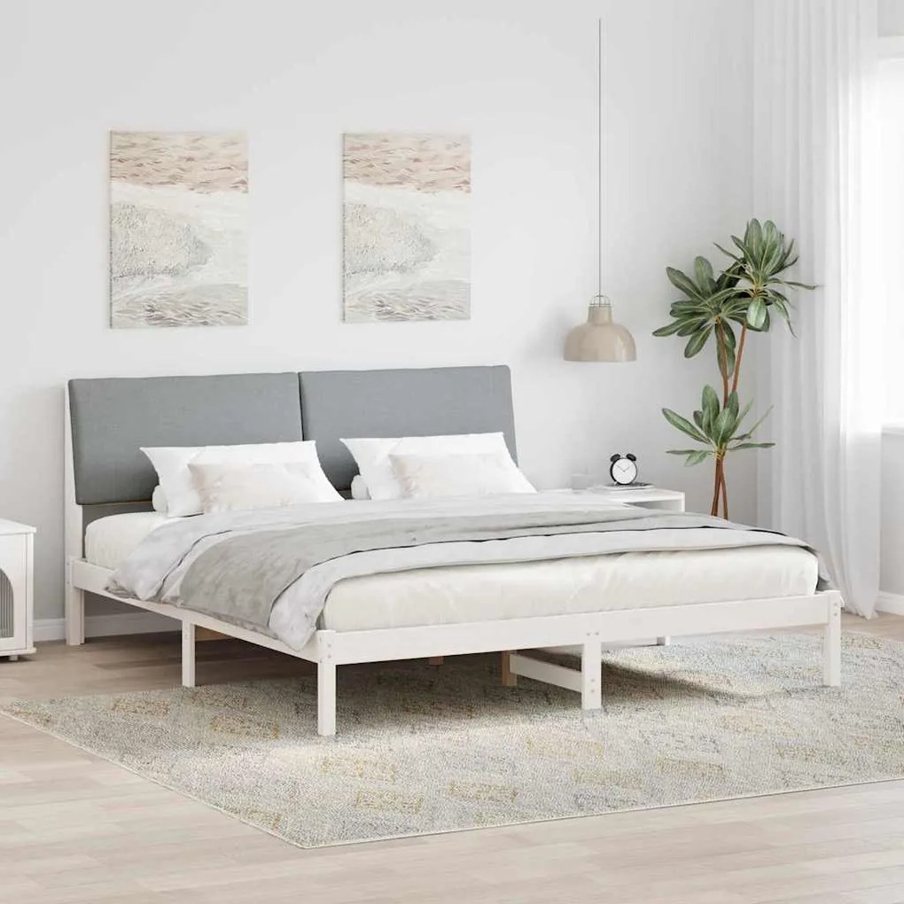 vidaXL Estrutura da cama Branco e cinza claro 180 x 200 cm