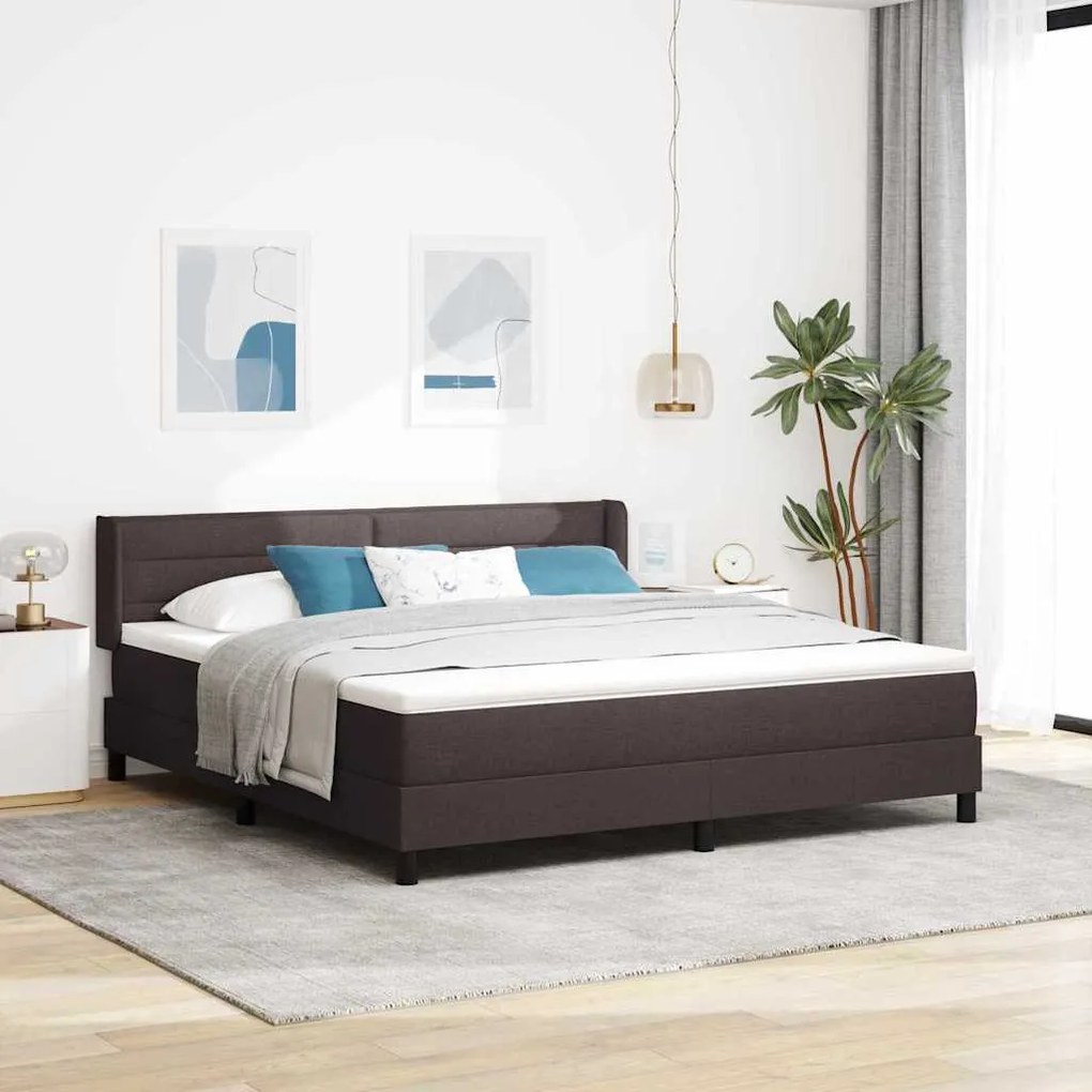 Cama Box Marrom Escuro 180 x 200 cm Tecido e Espuma