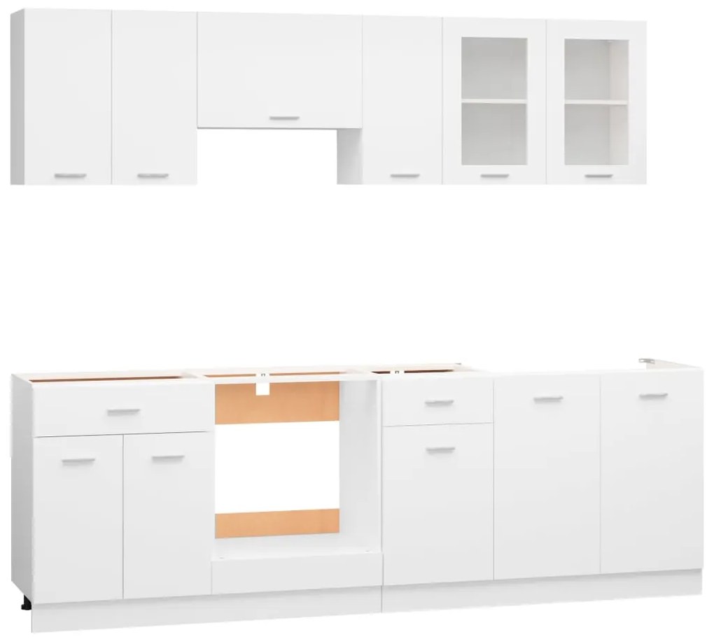 8 pcs conjunto armários de cozinha derivados de madeira branco