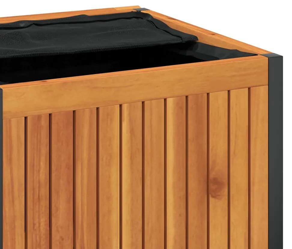 Caixa almofadões de exterior 110x45x42/53 cm acácia maciça/aço