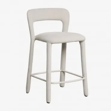 Conjunto De 4 Bancos Altos Com Encosto Estofado Brusel ↑65 Cm & Tecido Branco Quebrado - Sklum