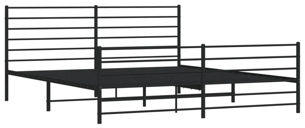 Estrutura de cama com cabeceira e pés 200x200 cm metal preto