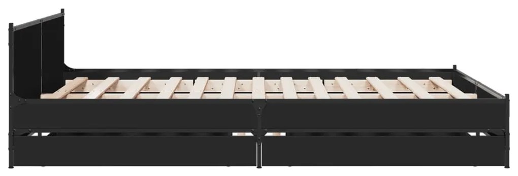 Estrutura cama c/ gavetas 120x190 cm derivados de madeira preto