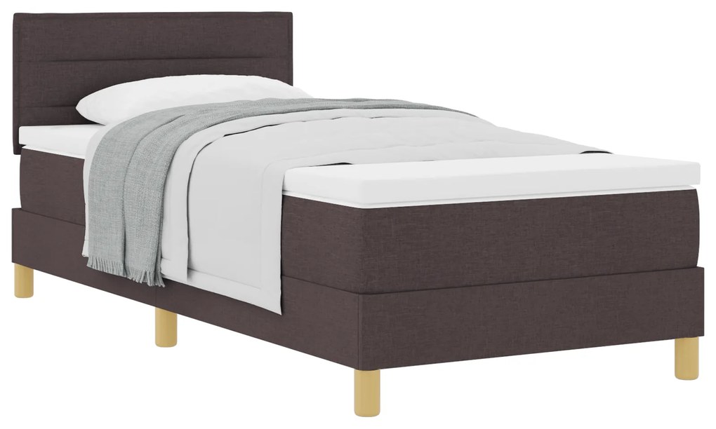 Cama Box Spring com Colchão Castanho Escuro 80x200 cm Tecido