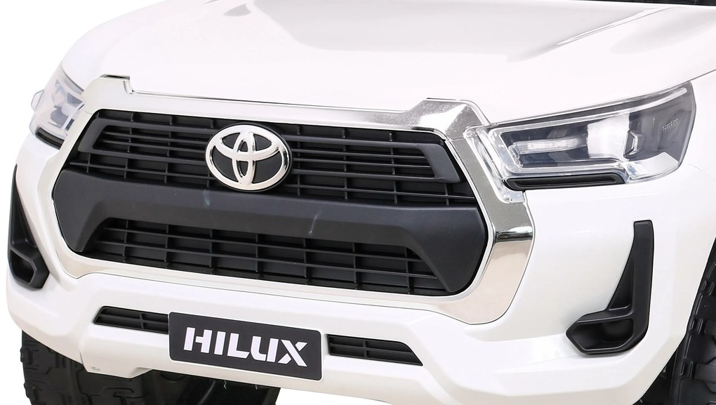 Carro elétrico para Crianças Toyota Hilux 12V 4x4 Rodas Espuma EVA, Assento couro ecológico Branco