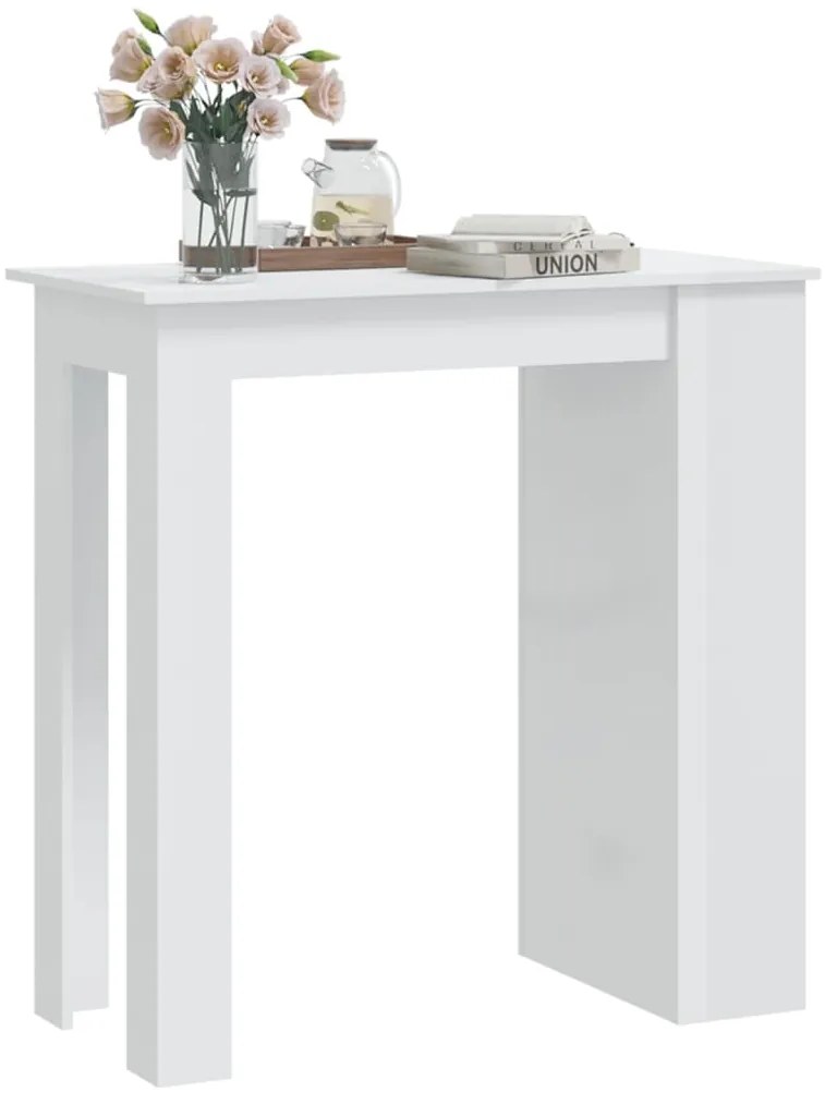 Mesa de Bar Amber com 3 Prateleiras de 102 cm - Branco Brilhante - Des