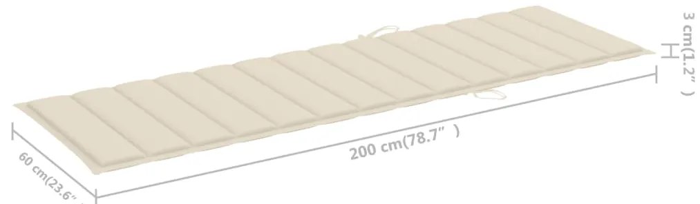 Espreguiçadeira de jardim com mesa e almofadão acácia maciça
