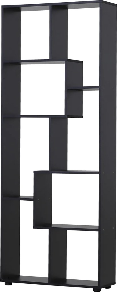 Estante Moderna Biblioteca Estreita com 8 Prateleiras para Sala Quarto e Escritório 70x24x178 cm Preto