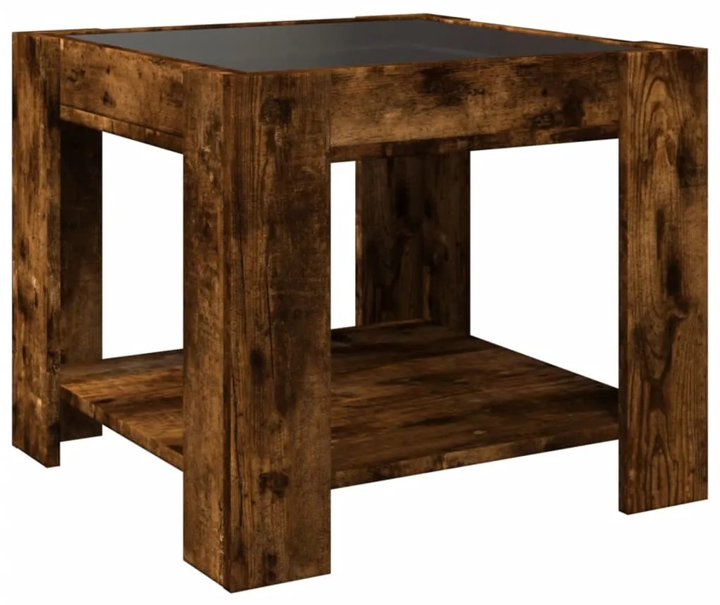 Mesa de centro c/ LEDs 53x53x45 cm derivados de madeira