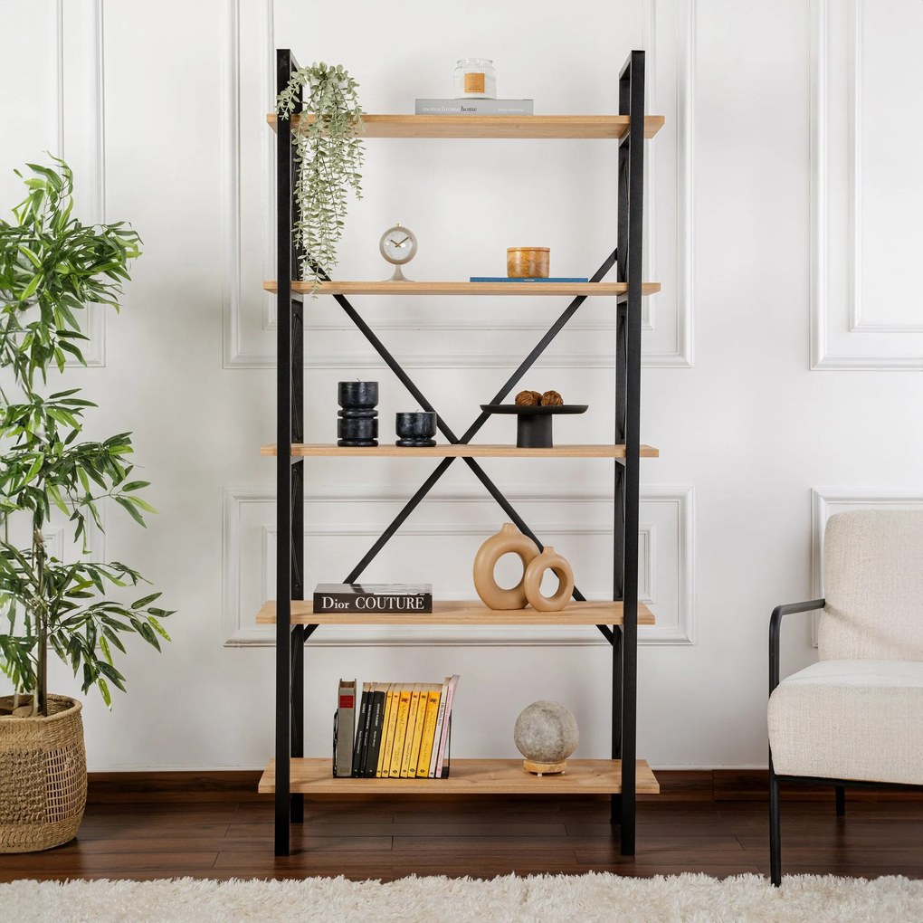 Estante Elysian – Carvalho Preto – 90x180x33,5 cm