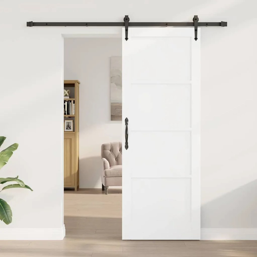 Porta Deslizante vidaXL com Conjunto de Hardware Branca 78x211 cm Made