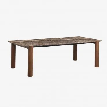 Mesa De Jantar Retangular 245x110 Cm Em Madeira De Manga E Mármore Oneca Mármore Castanho Emperador - Sklum