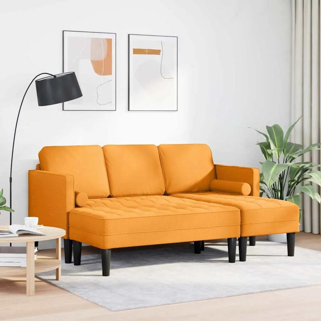 Conjunto de Sofá de 2 Peças com Almofadas Tecido Amarelo Escuro
