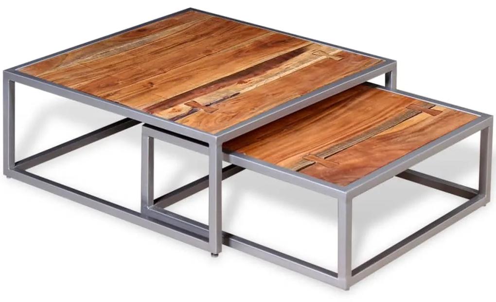 Conjunto de mesas de centro 2 pcs madeira de acácia maciça