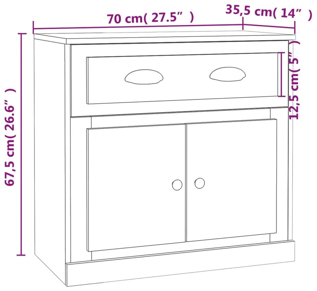 Aparadores 2 pcs derivados de madeira cinzento cimento