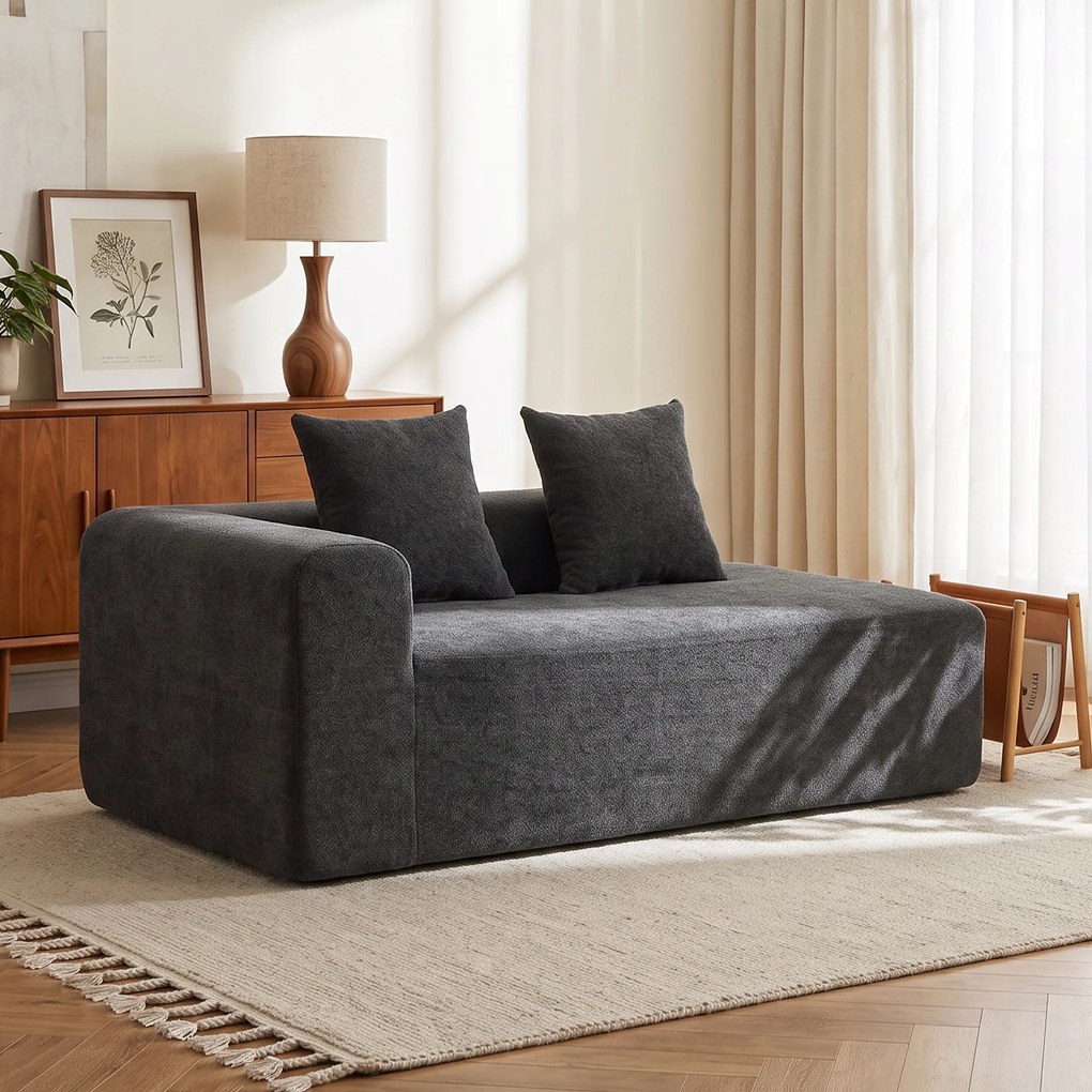 Sofá de 2 Lugares em Chenille com 2 Almofadas Assento com Molas sem Montagem 171,5x91,5x83 cm Cinza Escuro