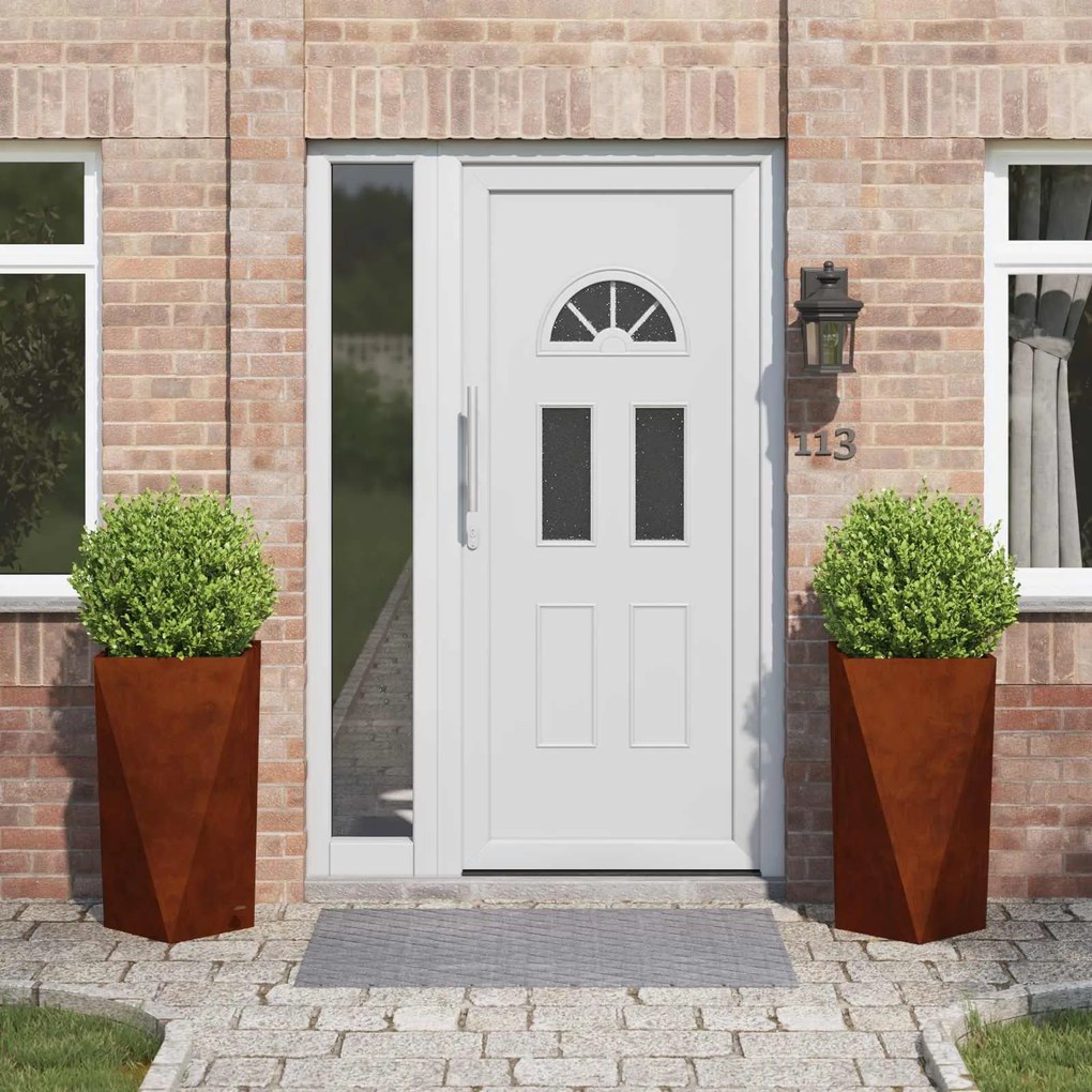 vidaXL Floreira 2 pcs Ferro Enferrujado 40 x 40 x 75 cm